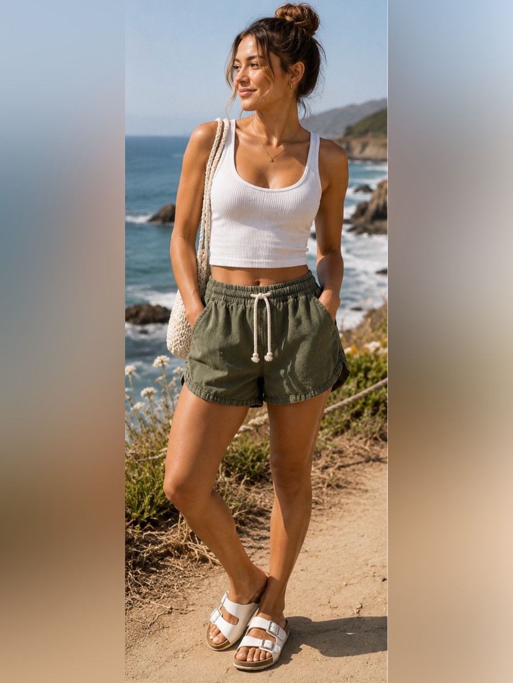 Aerie Olive Green Woven Pull-On Dolphin Shorts Size Small